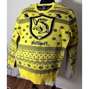 Harry Potter Hufflepuff Christmas Holiday Sweater Mens XS Box Lunch Exclusive